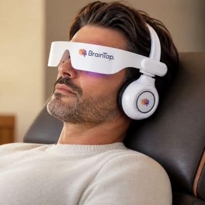 BrainTap headset recovery session at Atlas Chiropractic